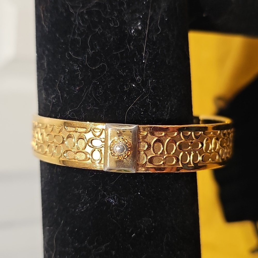 COACH Bangle Bracelet, GOLD TONE, Signature C Embossed - Picture 2 of 16